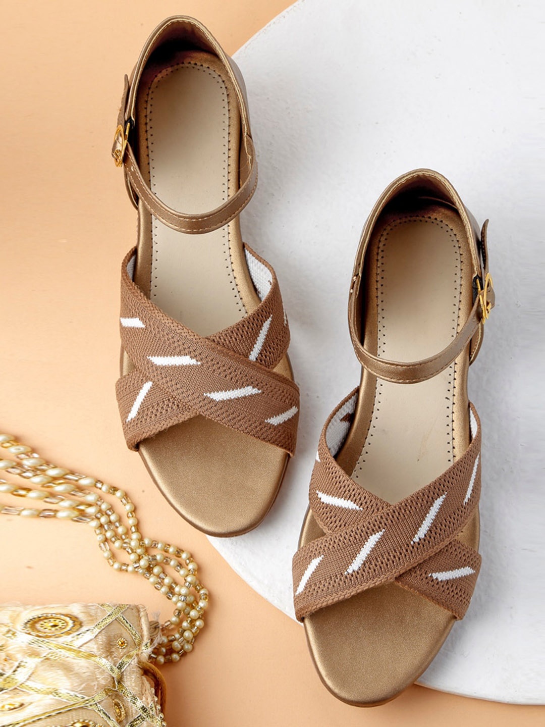 

DEAS Textured Open Toe Flats, Beige