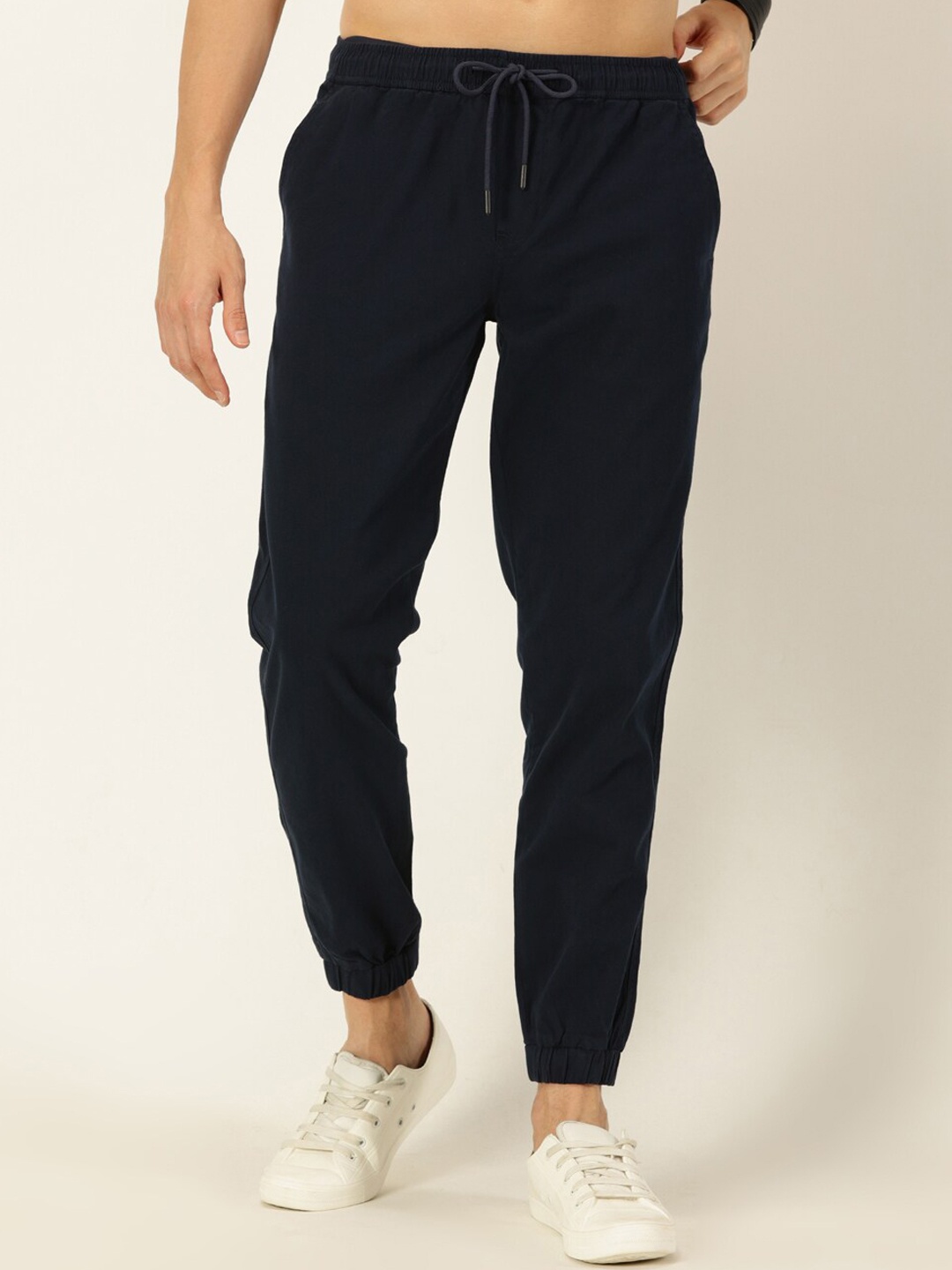 

Provogue Men Mid-Rise Smart Slim Fit Easy Wash Joggers, Navy blue