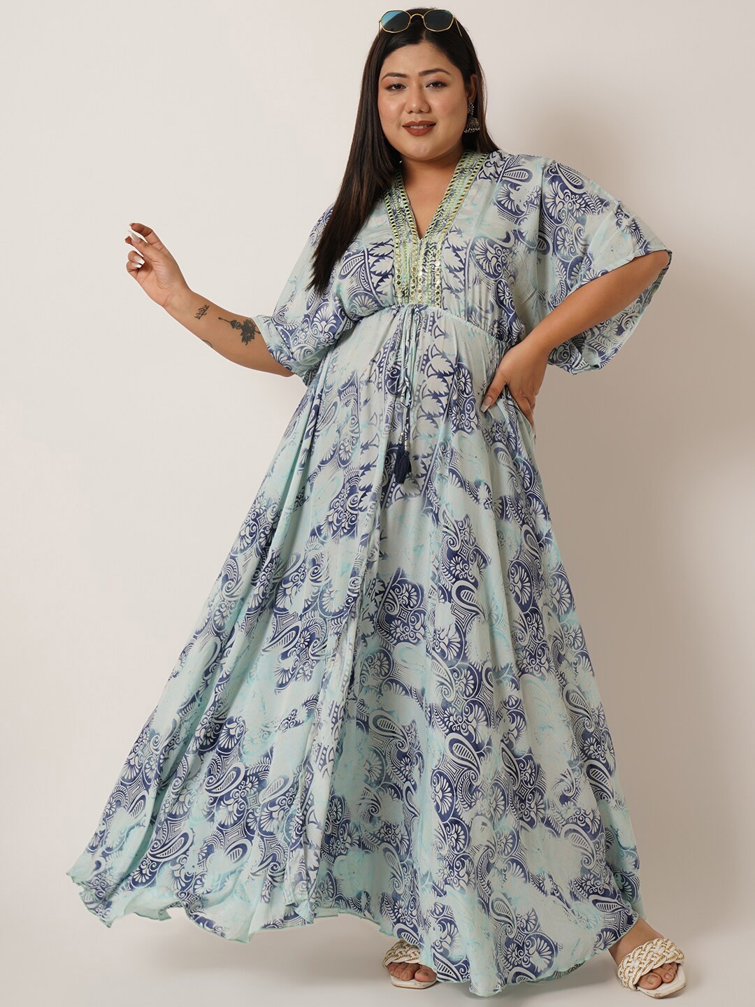 

IX IMPRESSION Floral Printed Maxi Dress, Blue