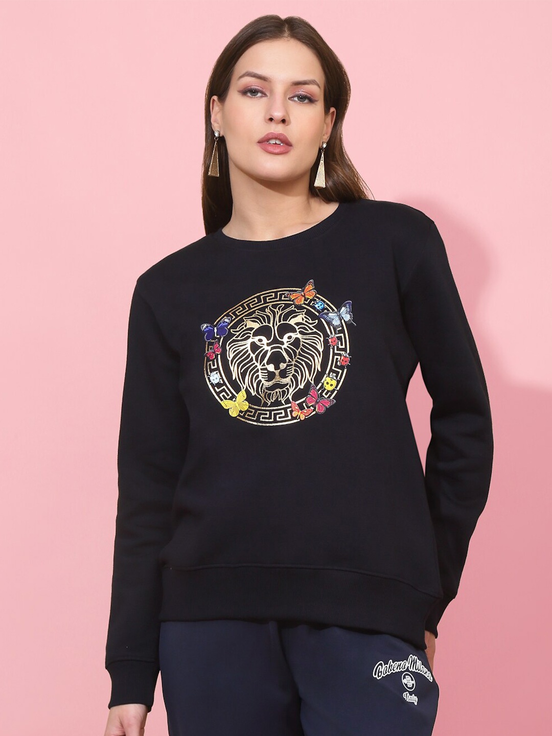 

Bobeno Milano Graphic Printed Fleece Sweatshirt, Navy blue