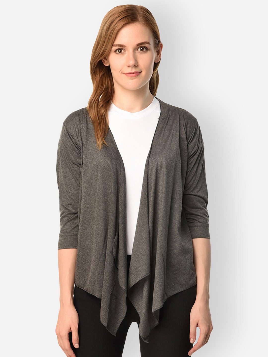 

TEEMOODS High-Low Cotton Shrug, Charcoal