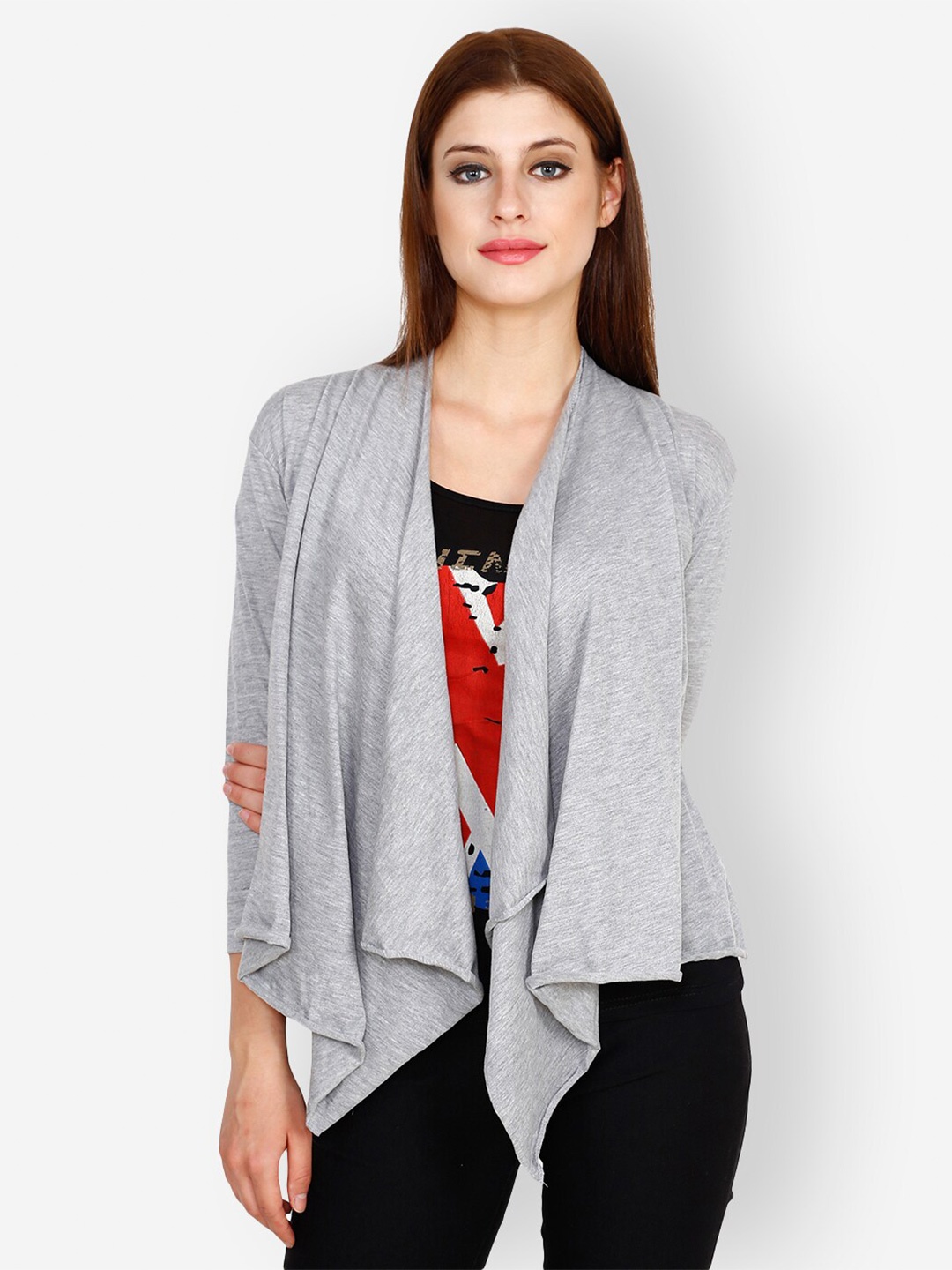 

TEEMOODS Cotton Waterfall Shrug, Grey