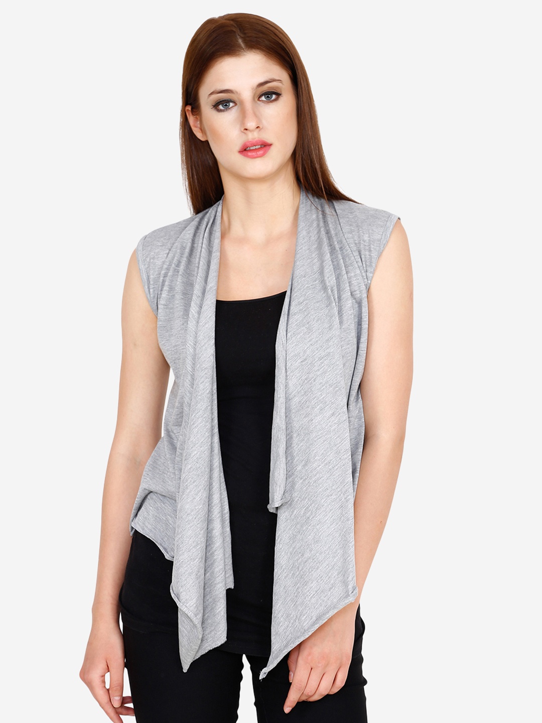 

TEEMOODS High-Low Cotton Shrug, Grey