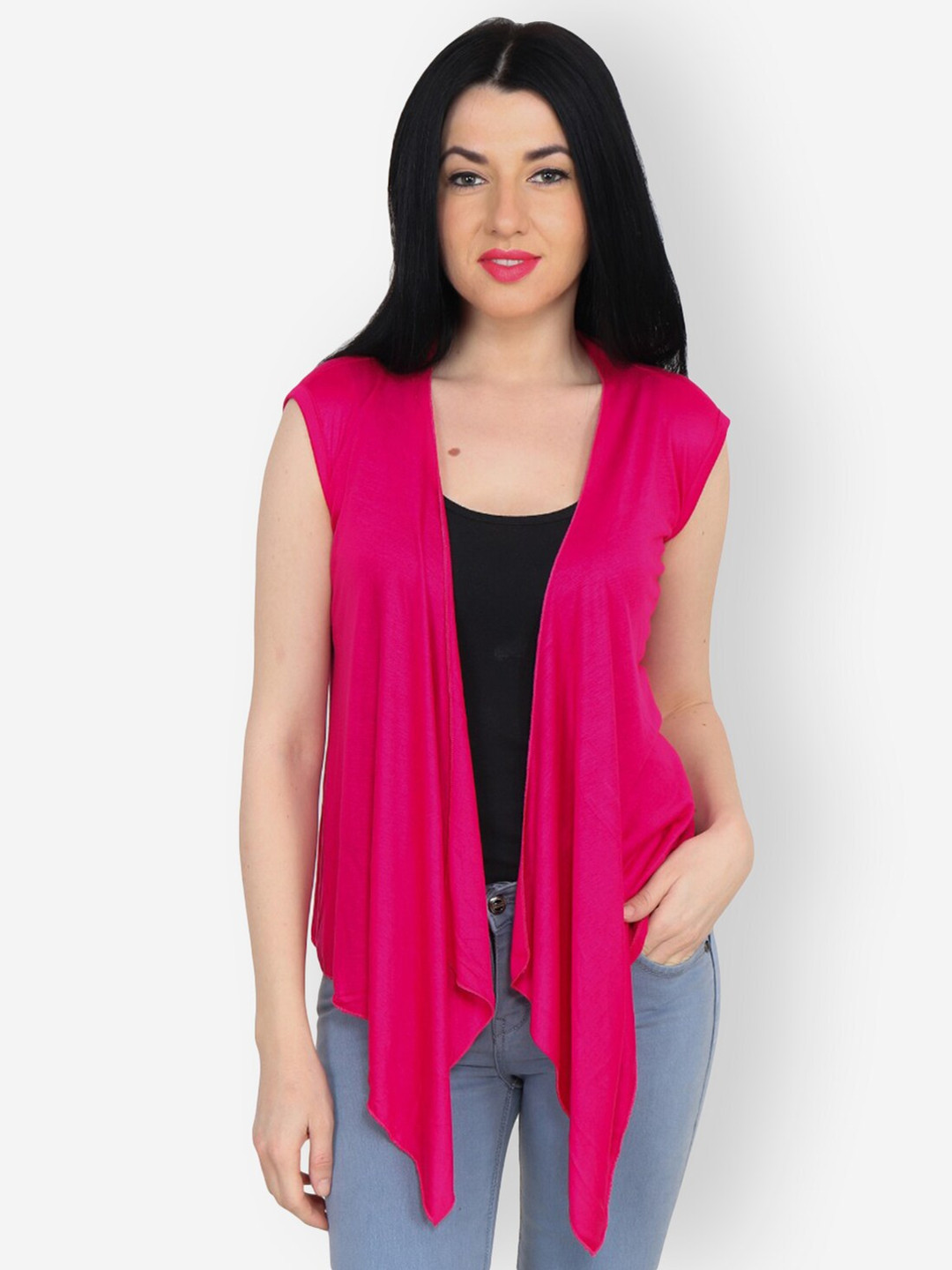 

TEEMOODS High-Low Sleeveless Shrug, Pink