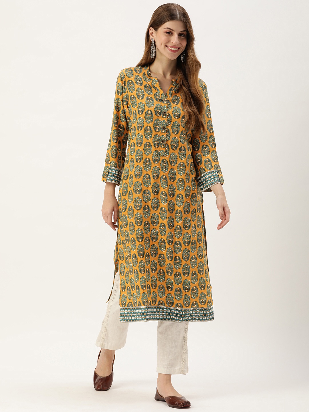 

AMUKTI Women Ethnic Motifs Printed Kurta, Yellow