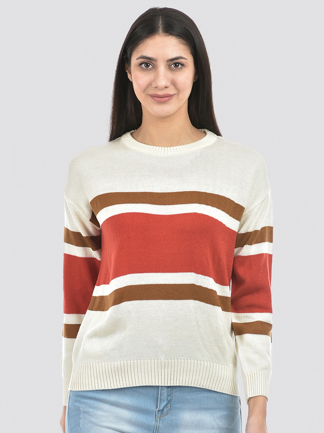 

Numero Uno Colourblocked Acrylic Pullover, Off white