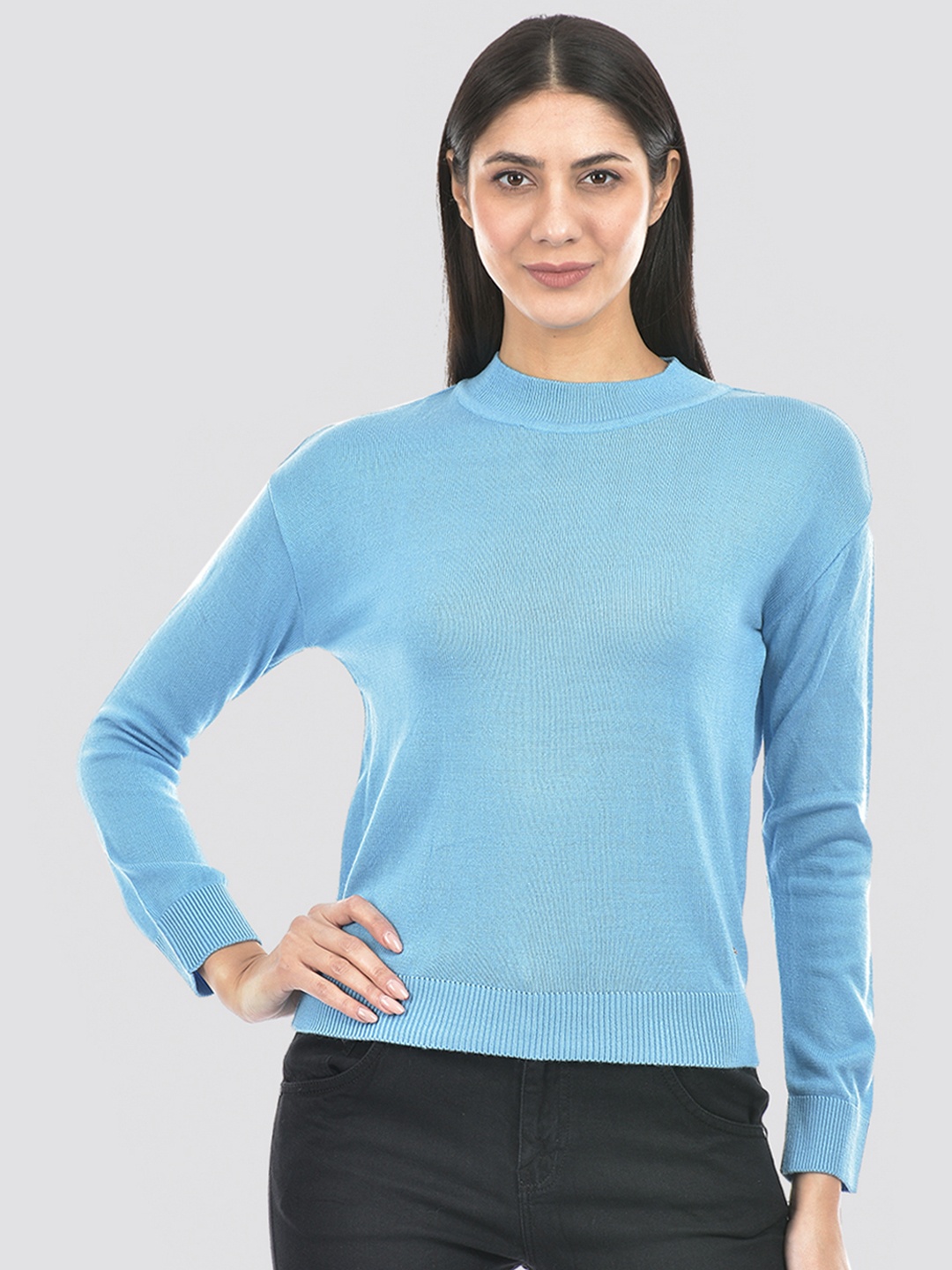 

Numero Uno Round Neck Acrylic Pullover, Blue