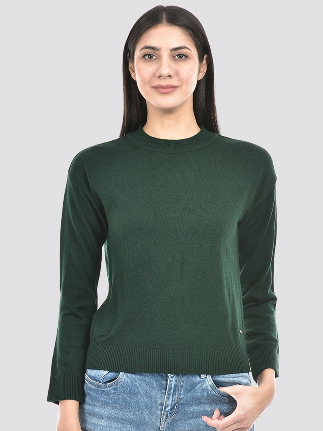 

Numero Uno Round Neck Acrylic Pullover Sweater, Green