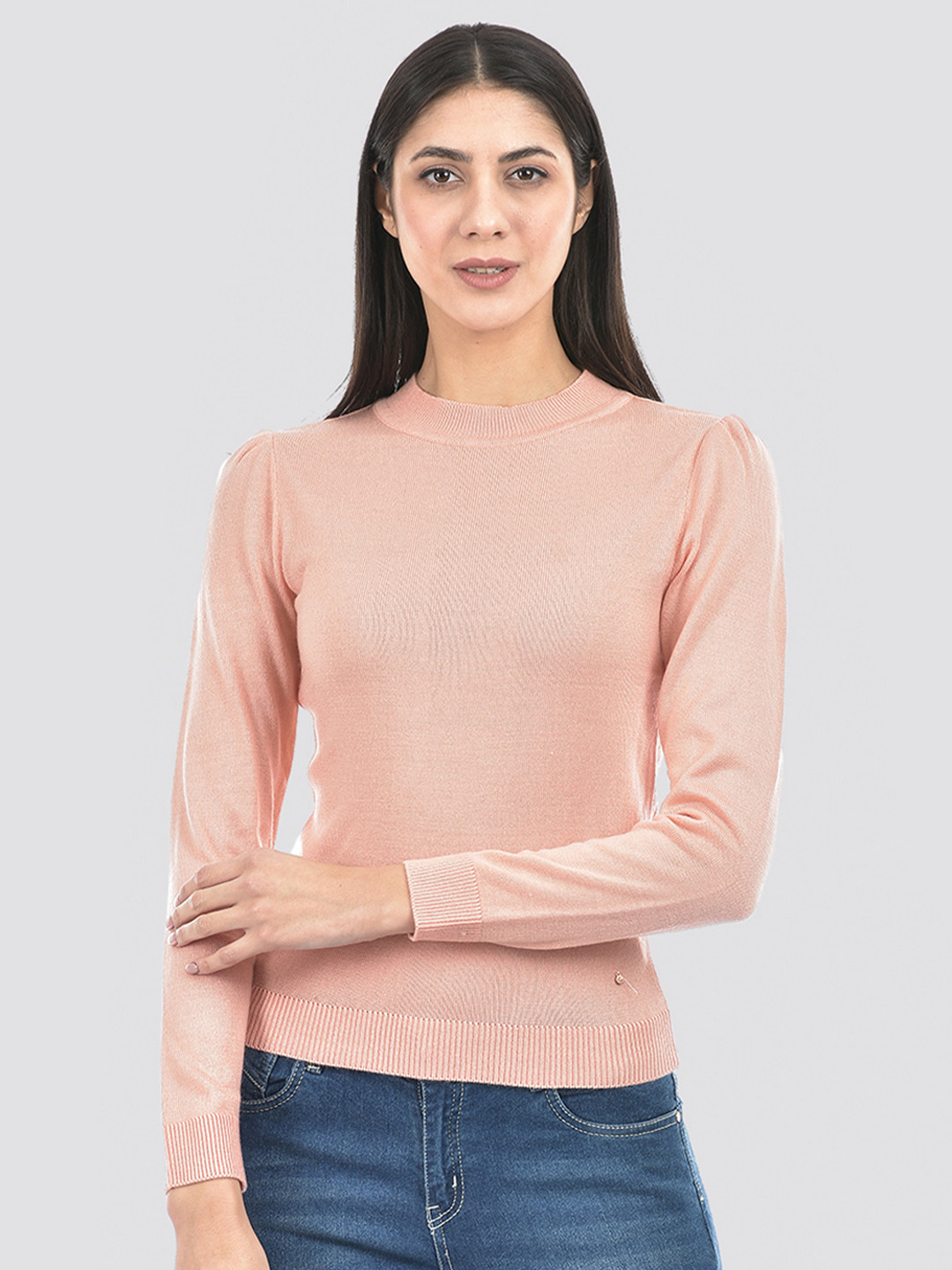 

Numero Uno Round Neck Acrylic Pullover, Pink