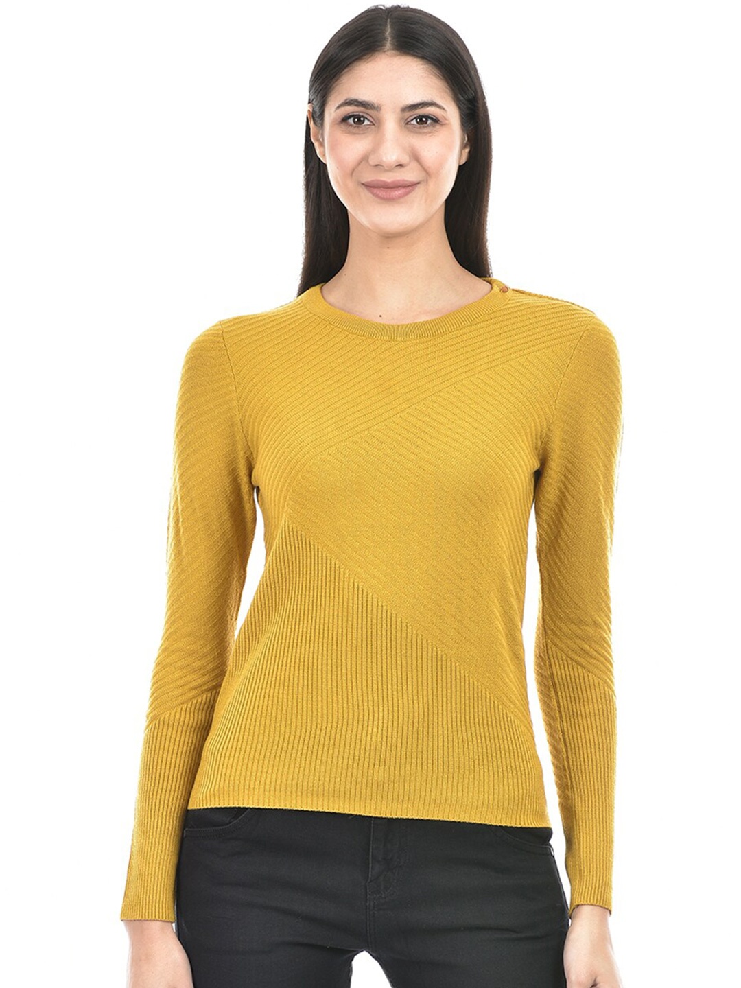 

Numero Uno Cable Knit Pure Acrylic Pullover, Yellow