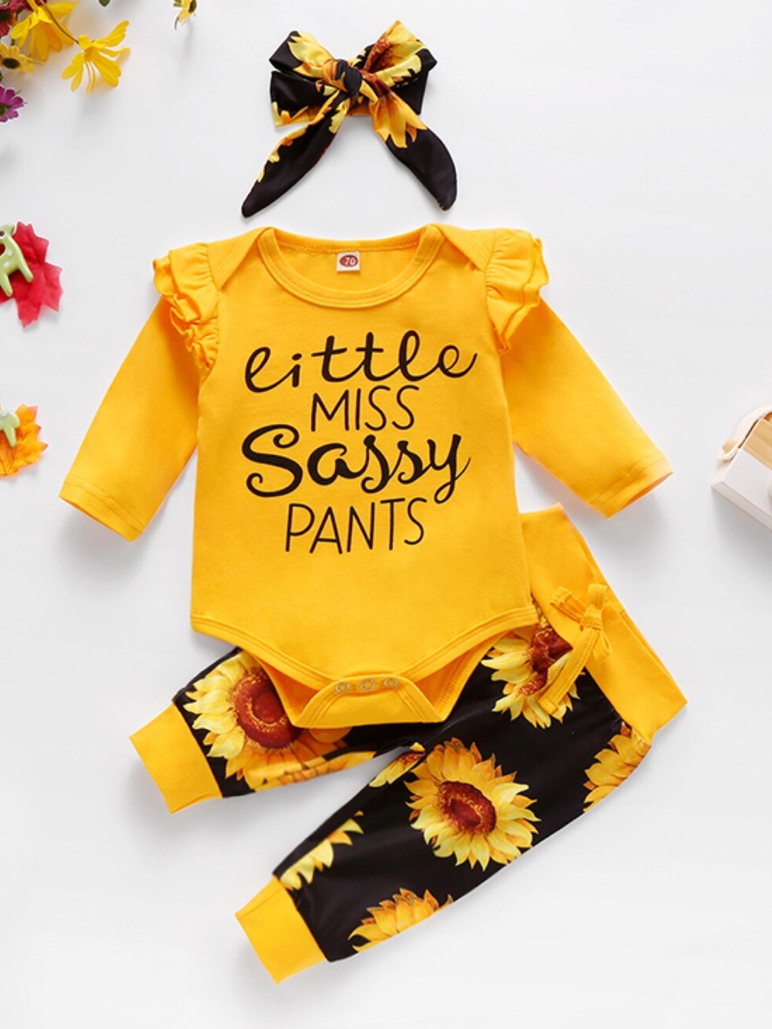 

StyleCast Girls Yellow Printed Top with Trousers