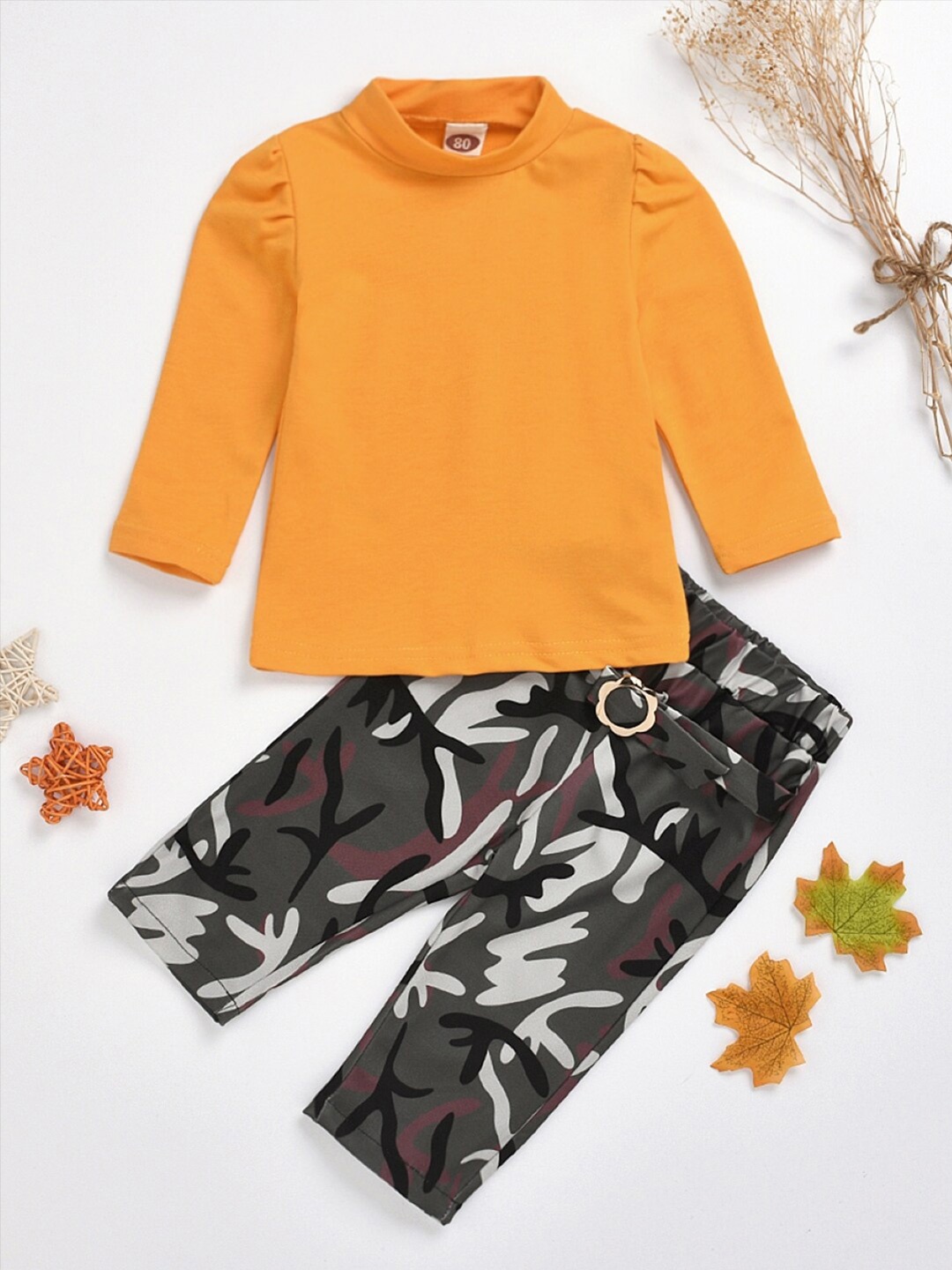 

StyleCast Orange Coloured Infant Girls High Neck Top with Trousers