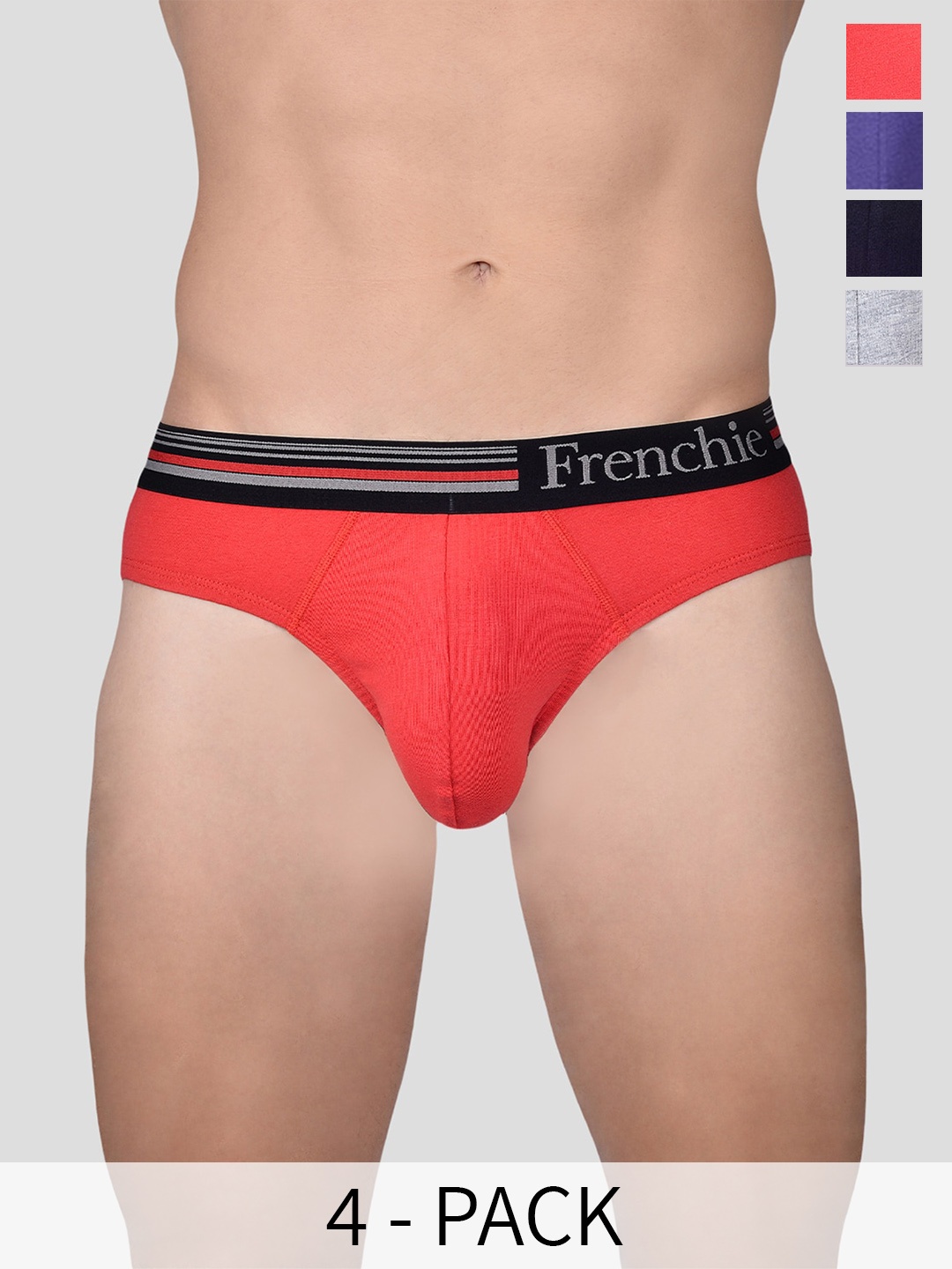 

FRENCHIE Pack Of 4 Assorted Pure Cotton Briefs CASUALS_4000_PO4_S