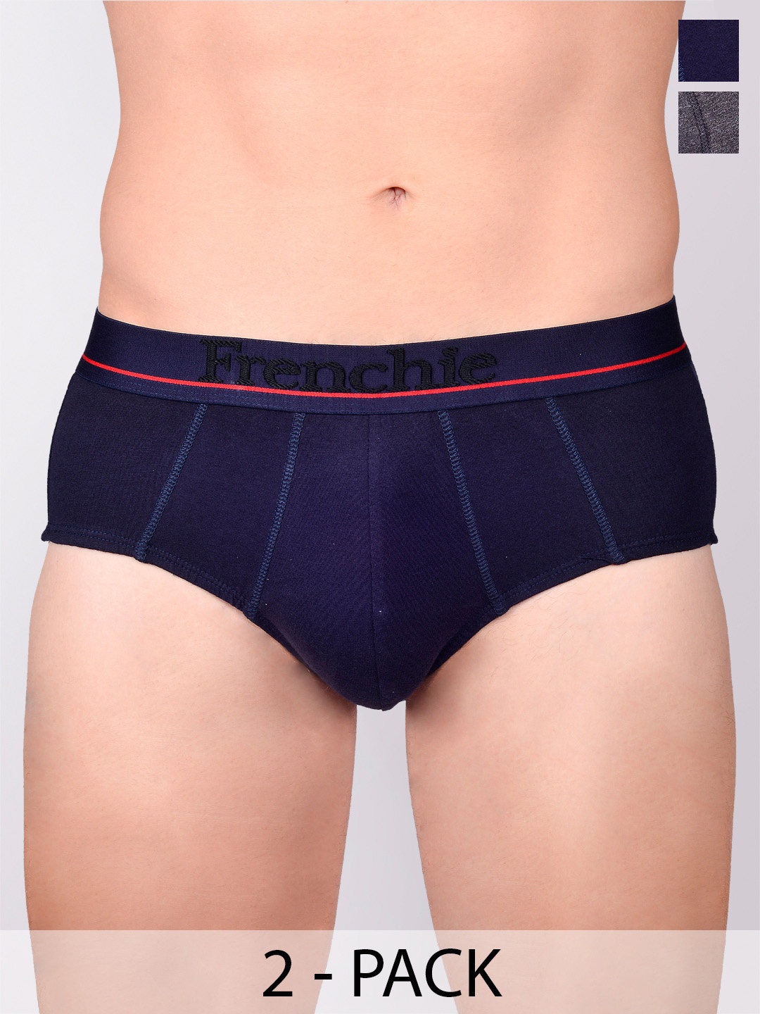 

FRENCHIE Men Pack Of 2 Assorted Mid-Rise Pure Cotton Briefs CASUALS_4003_PO2_S
