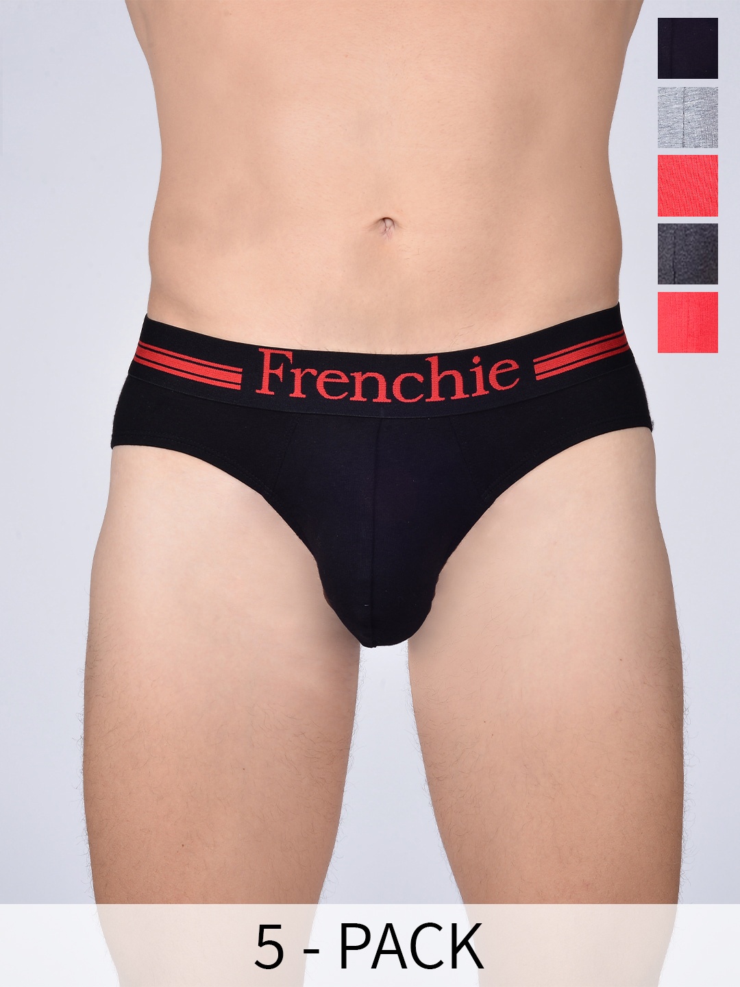 

FRENCHIE Pack Of 5 Assorted Pure Cotton Briefs CASUALS_4001_PO5_S