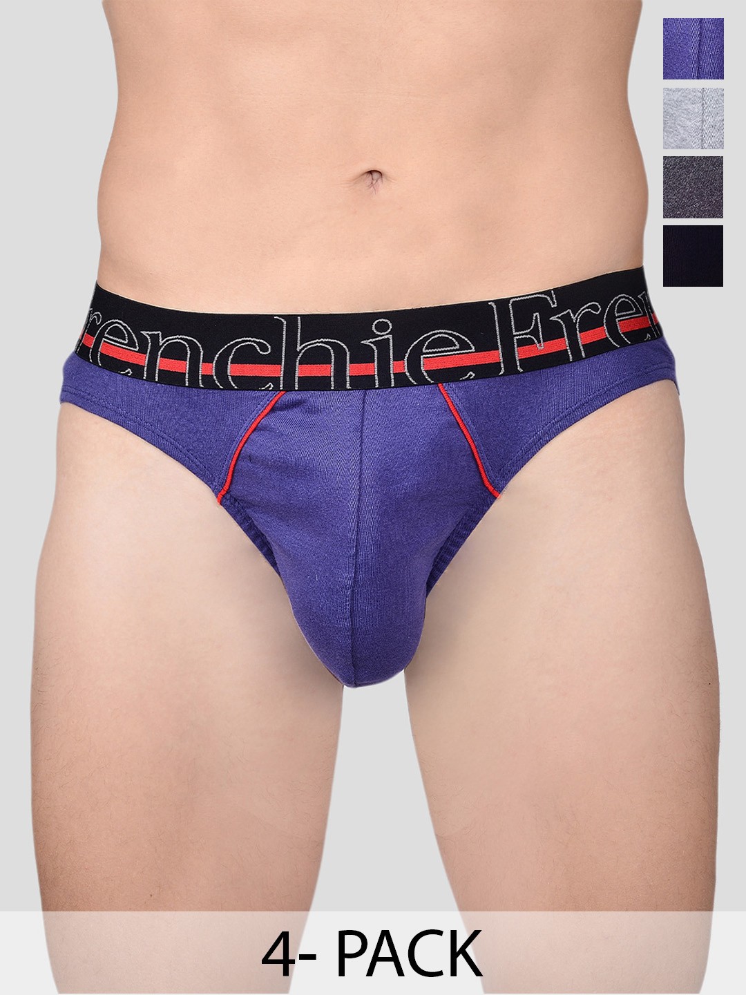 

FRENCHIE Pack Of 4 Assorted Pure Cotton Briefs CASUALS_4002_PO4_L