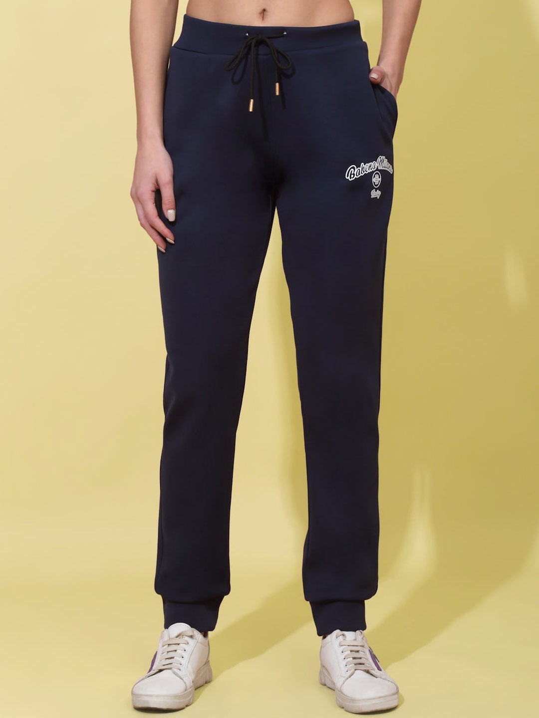 

Bobeno Milano Women Mid-Rise Lyocell Joggers, Navy blue