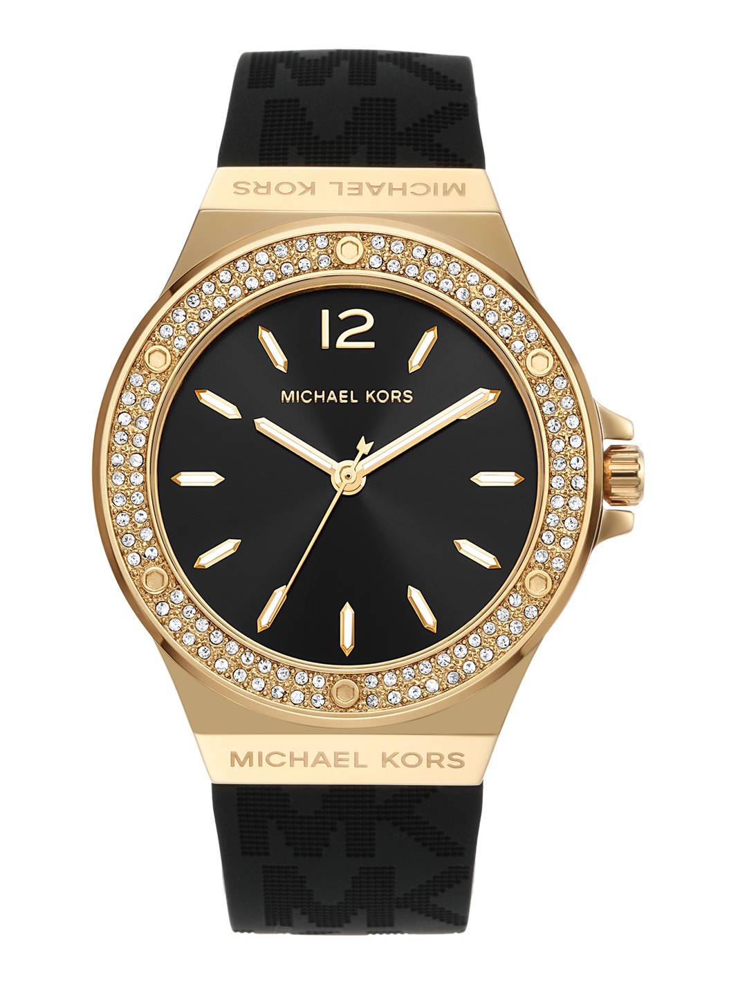 

Michael Kors Women Lennox Embellished Dial & Silicon Straps Analogue Watch MK7281, Black