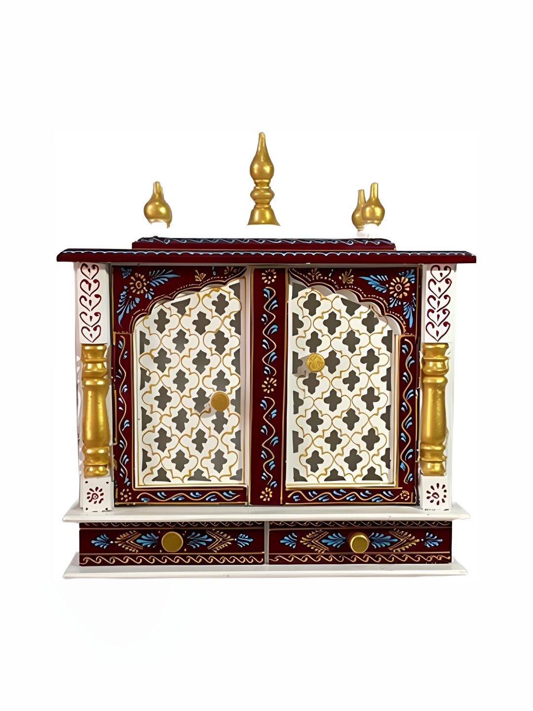 

CRAFTSFORT White & Maroon Wooden Home Temple