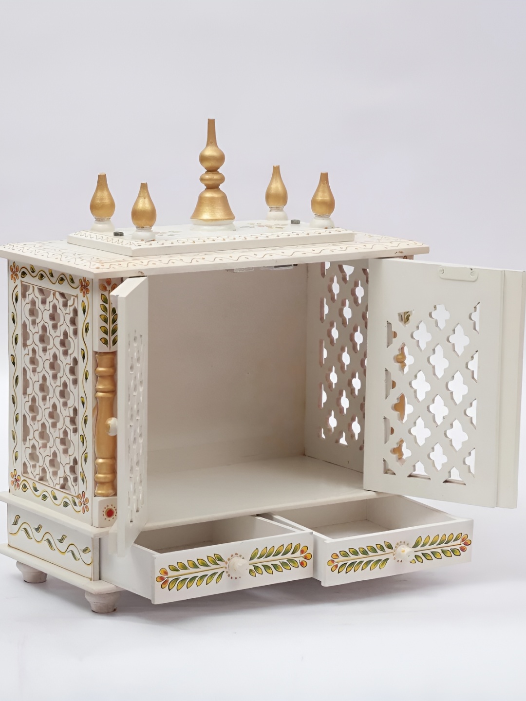 

CRAFTSFORT White & Gold Toned Wooden Home Temple