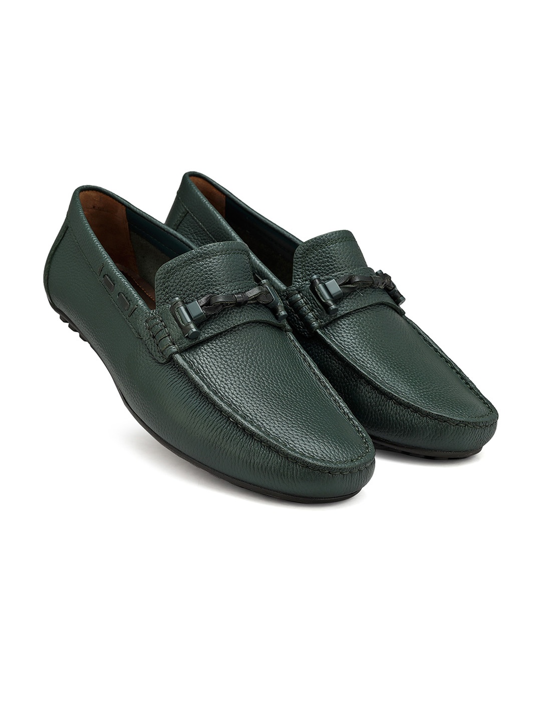 

ROSSO BRUNELLO Men Leather Formal Loafers, Green