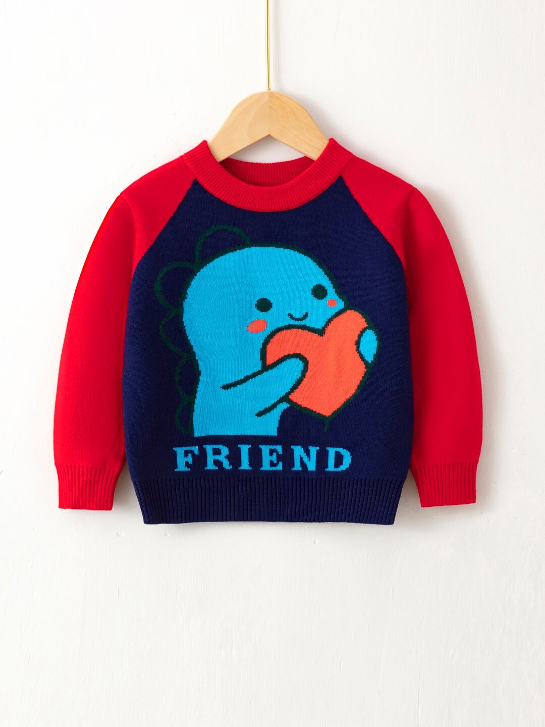 

StyleCast Boys Navy Blue & Red Graphic Printed Cotton Pullover Sweater