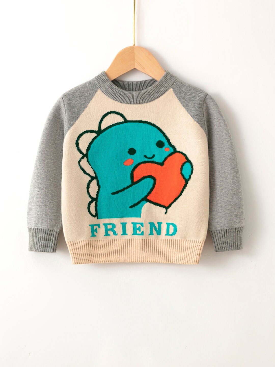 

StyleCast Boys Beige & Grey Graphic Printed Cotton Pullover Sweatshirt