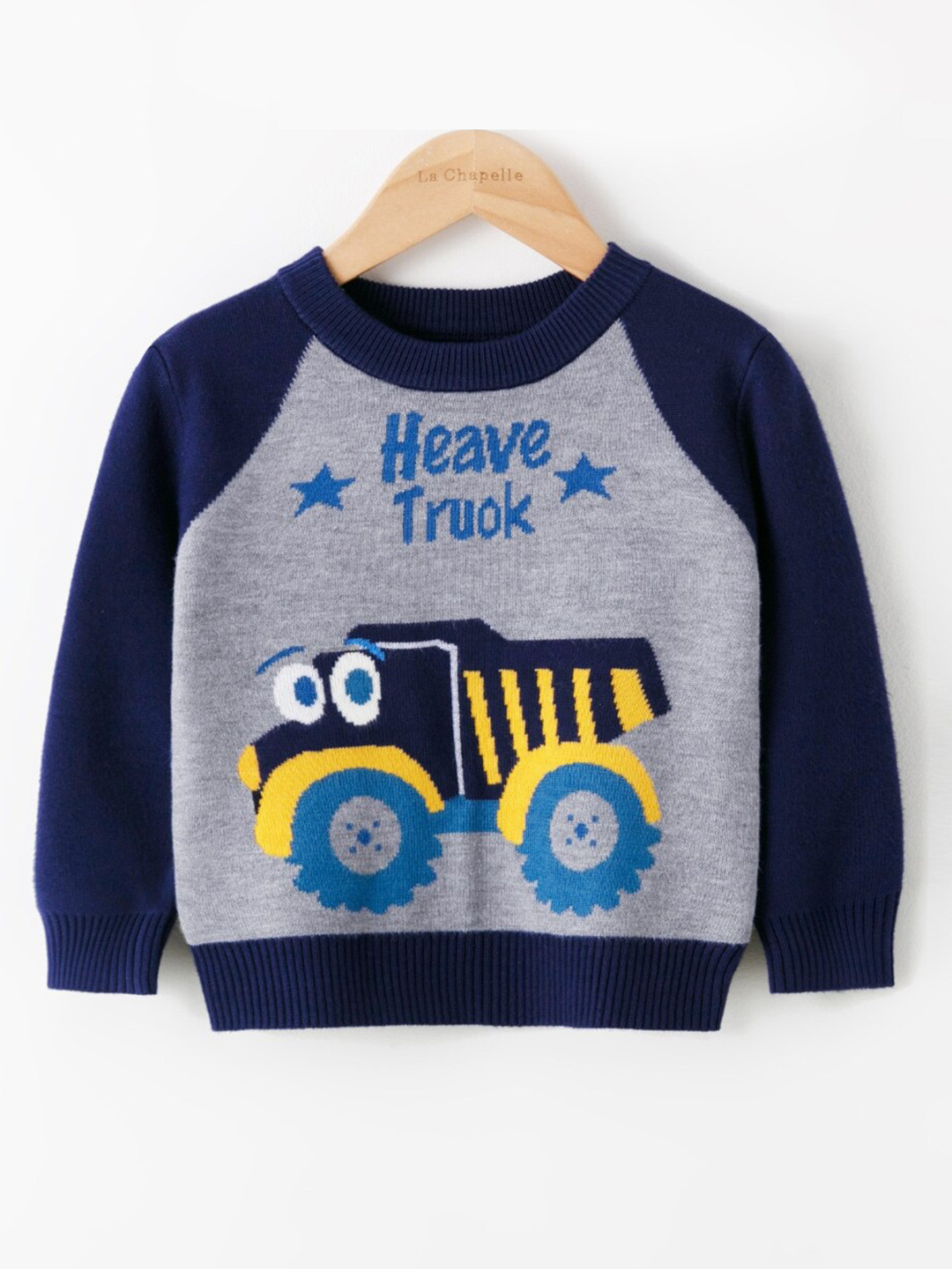

StyleCast Boys Navy Blue Graphic Printed Pullover Sweater