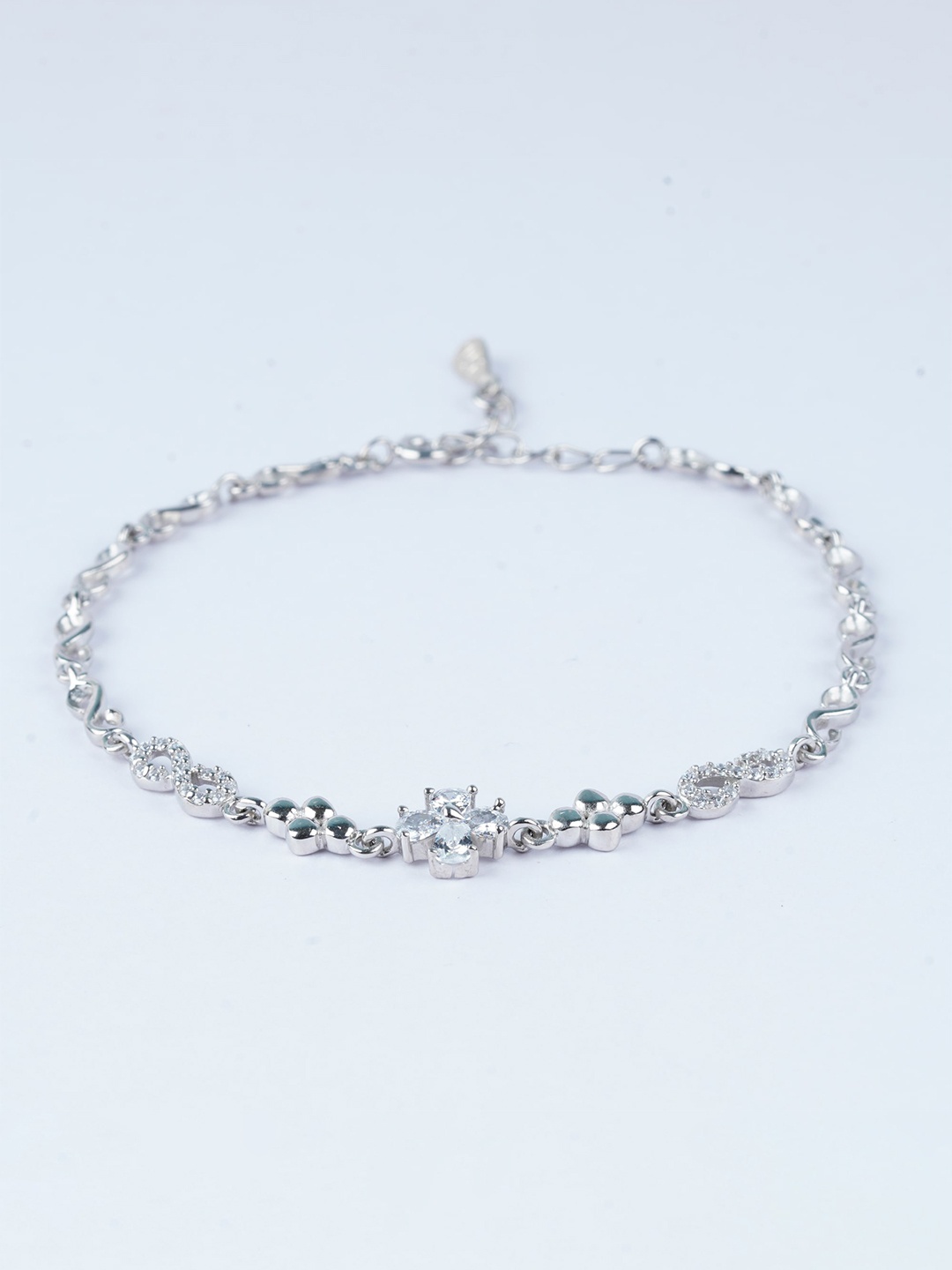 

925 SILLER Rhodium-Plated Sterling Silver Cubic Zirconia-Studded Link Bracelet