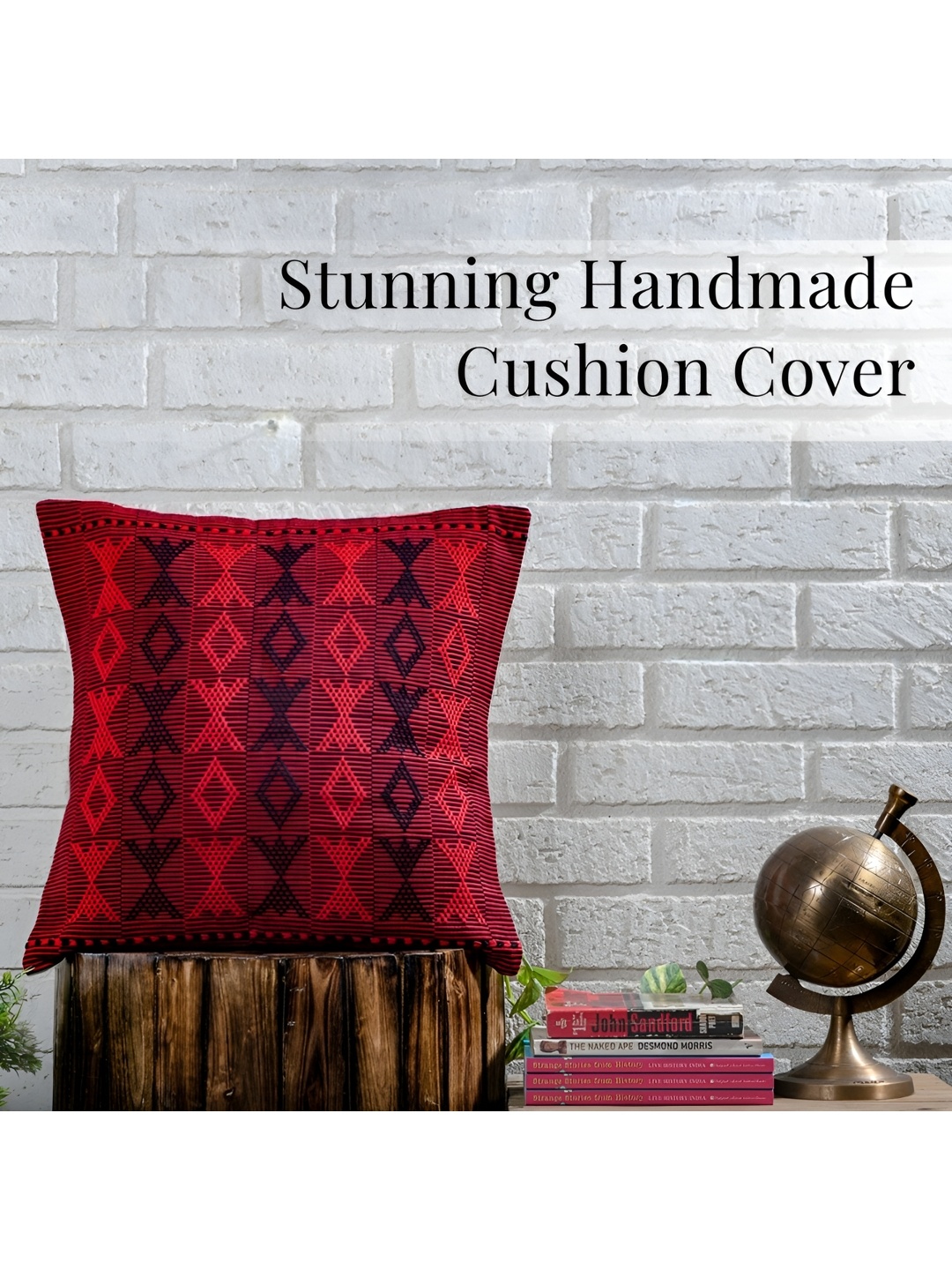 

Peepul Tree Red & Black Geometric Printed Cotton Square Cushion Cover