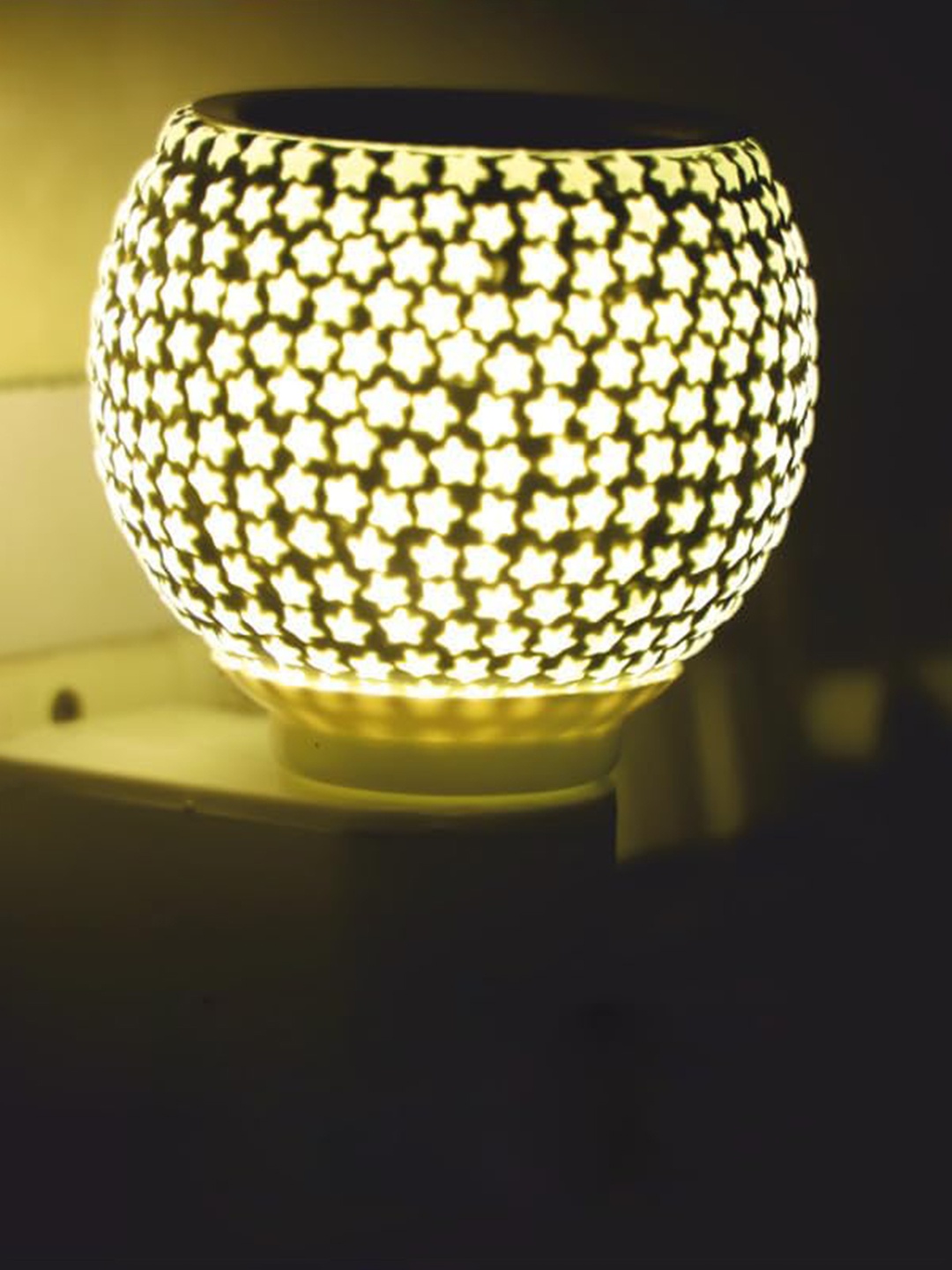 

NMII White Semi-sphere Printed Glass Contemporary Table Lamp