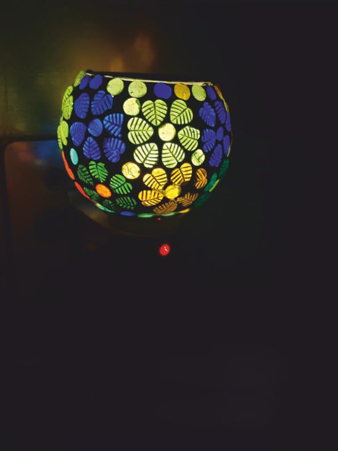 

NMII White & Blue Semi-sphere Printed Glass Contemporary Table Lamp
