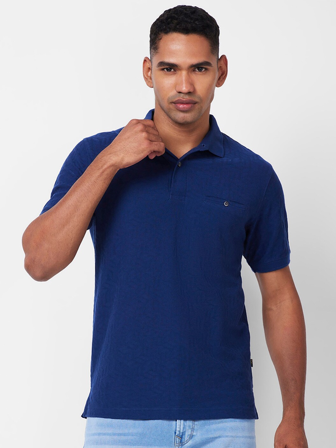 

CELSIUS Polo Collar Cotton T-shirt, Navy blue