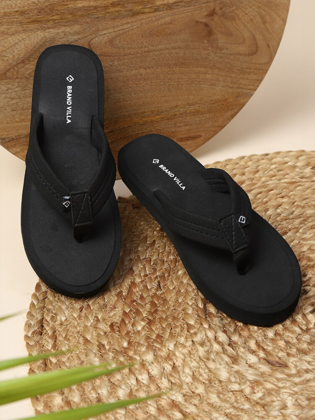 

BRAND VILLA Women Lightweight Thong Flip-Flops, Black