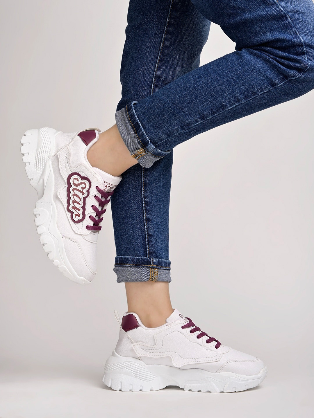 

Shoetopia Women Textured Lace Up Sneakers, White