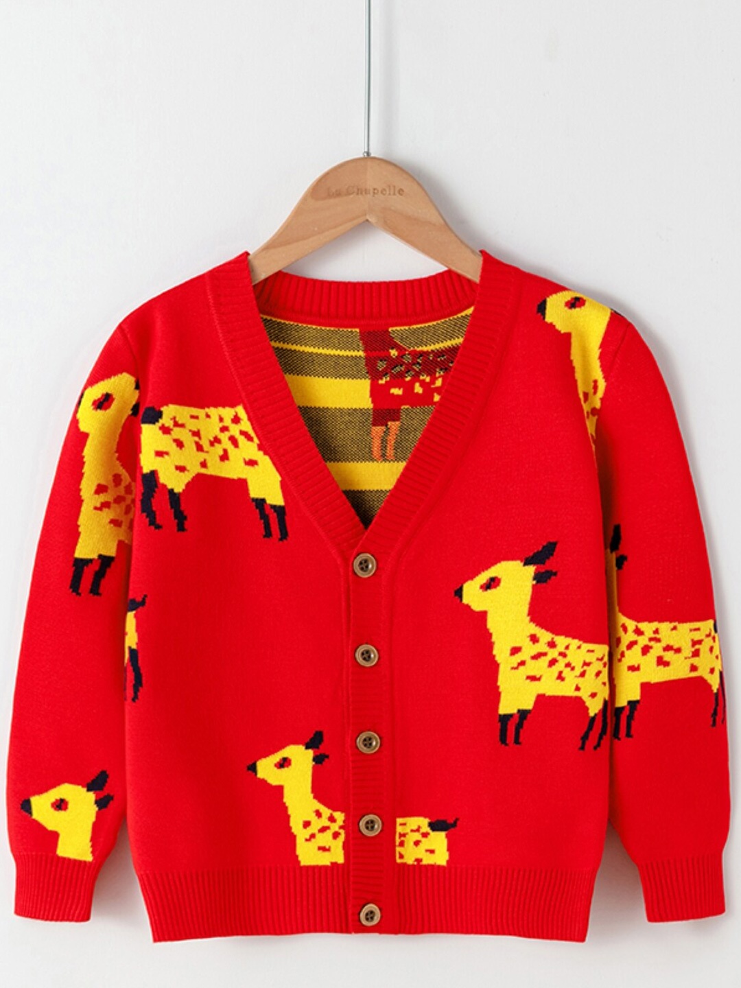 

StyleCast Girls Graphic Printed V-Neck Long Sleeves Cardigan Sweaters, Red