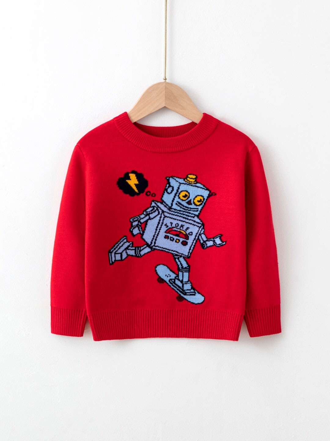 

StyleCast Boys Graphic Printed Long Sleeves Pullover Sweater, Red