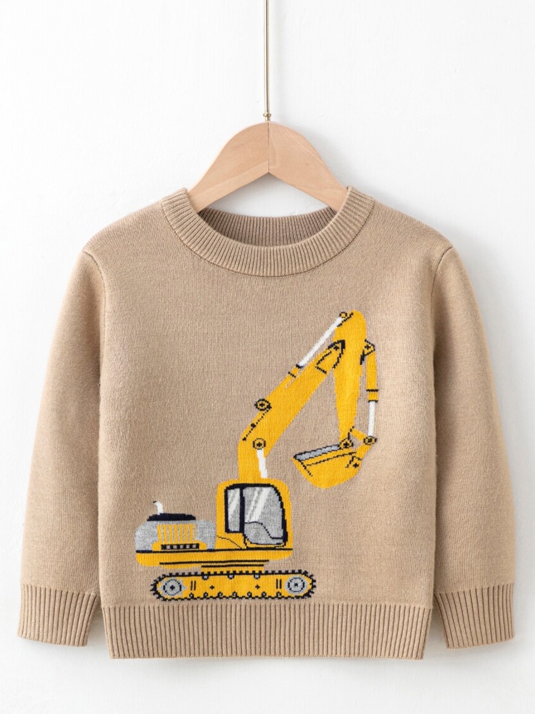 

StyleCast Boys Brown & Yellow Graphic Printed Round Neck Pullover Sweater