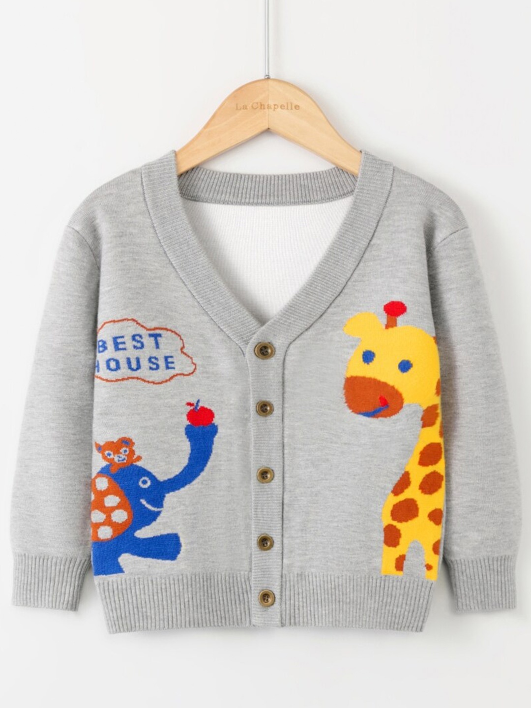 

StyleCast Girls Grey Graphic Printed V-Neck Long Sleeves Cardigan Sweater