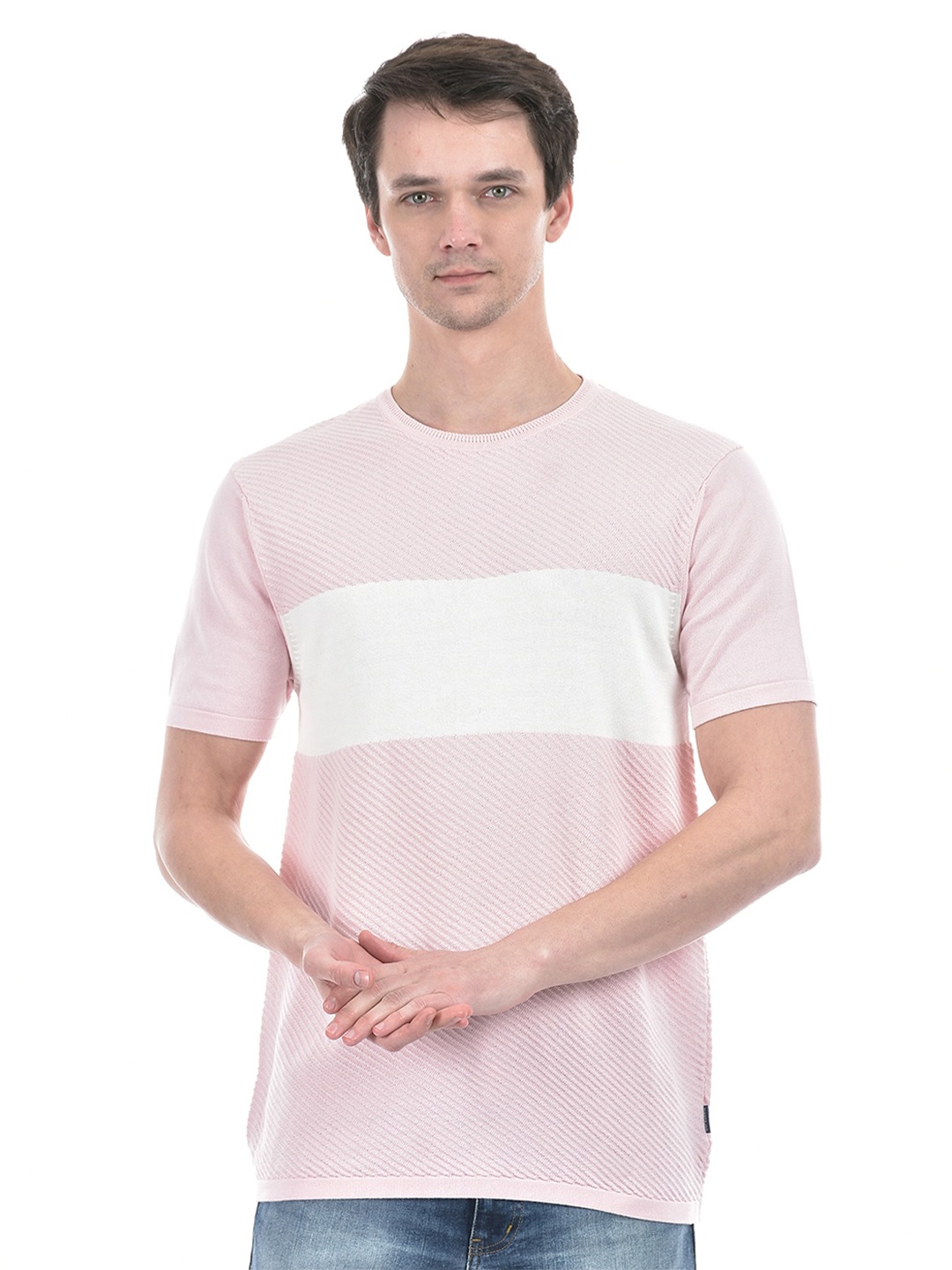 

Numero Uno Colourblocked Slim Fit Pure Cotton T-Shirt, Pink