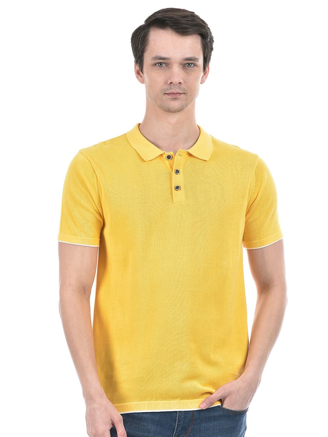 

Numero Uno Polo Collar Slim Fit Pure Cotton T-Shirt, Yellow