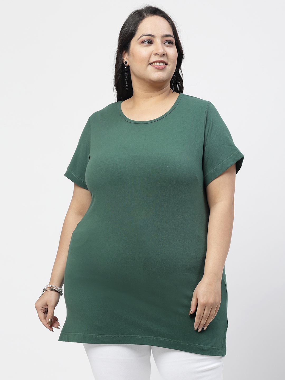 

plusS Plus Size Cotton T-shirt, Green