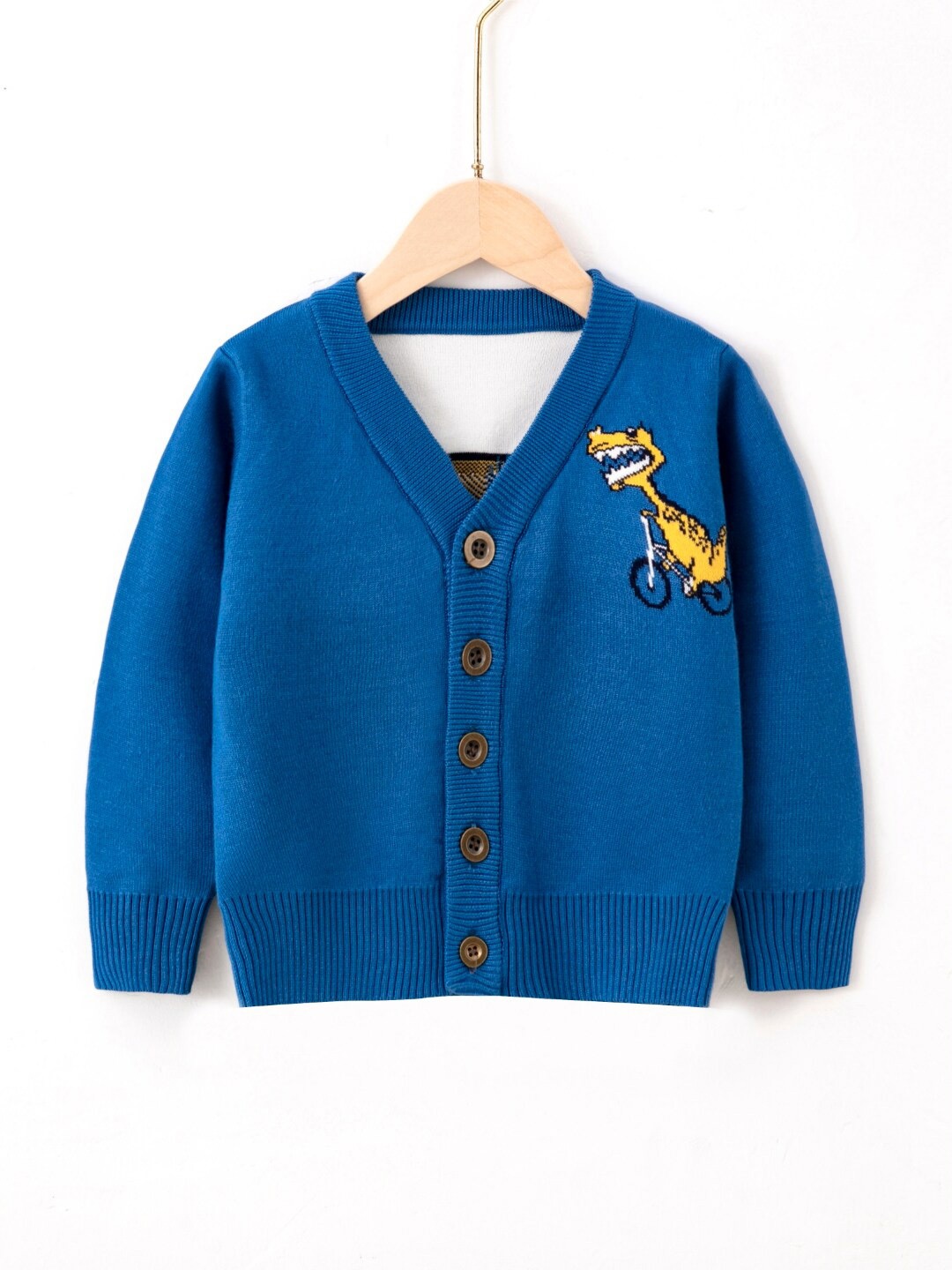 

StyleCast Boys Blue Graphic Printed Front Open Sweater, Navy blue