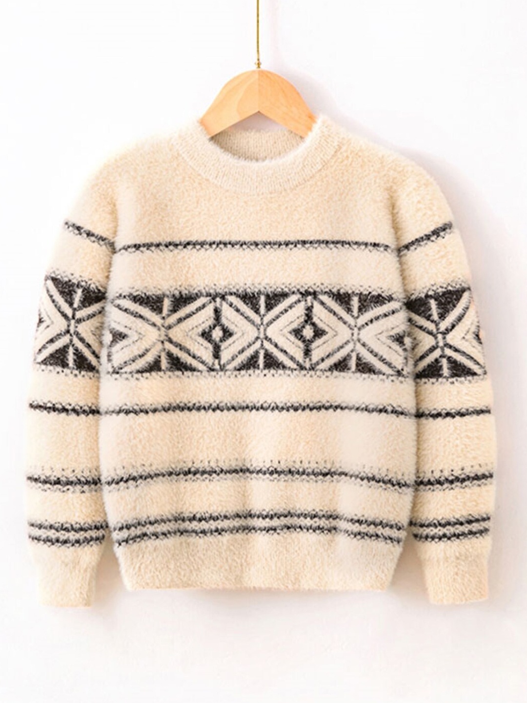 

StyleCast Boys Cream Coloured Geometric Self Design Pullover