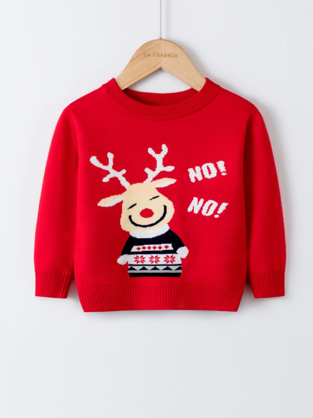 

StyleCast Girls Red & White Graphic Printed Pullover Sweater
