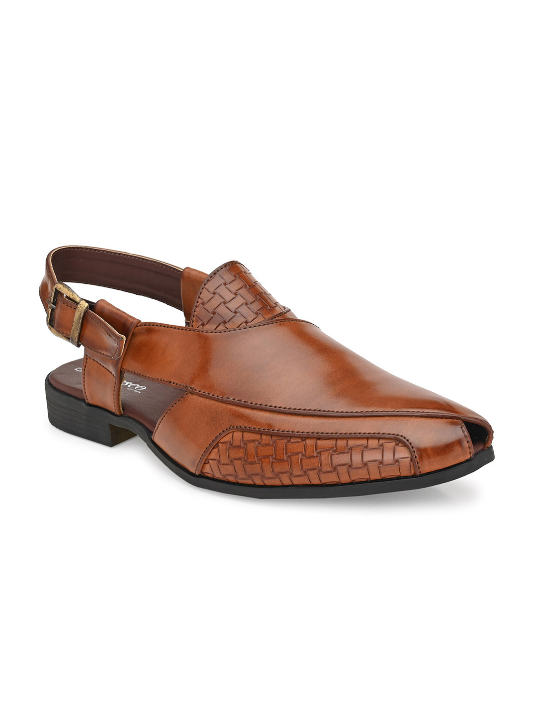 

San Frissco Textured Shoe-Style Sandals, Brown