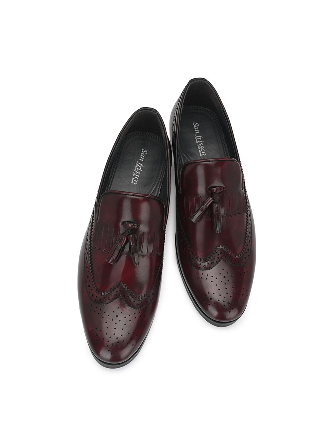 

San Frissco Men Perforations Formal Loafers, Maroon