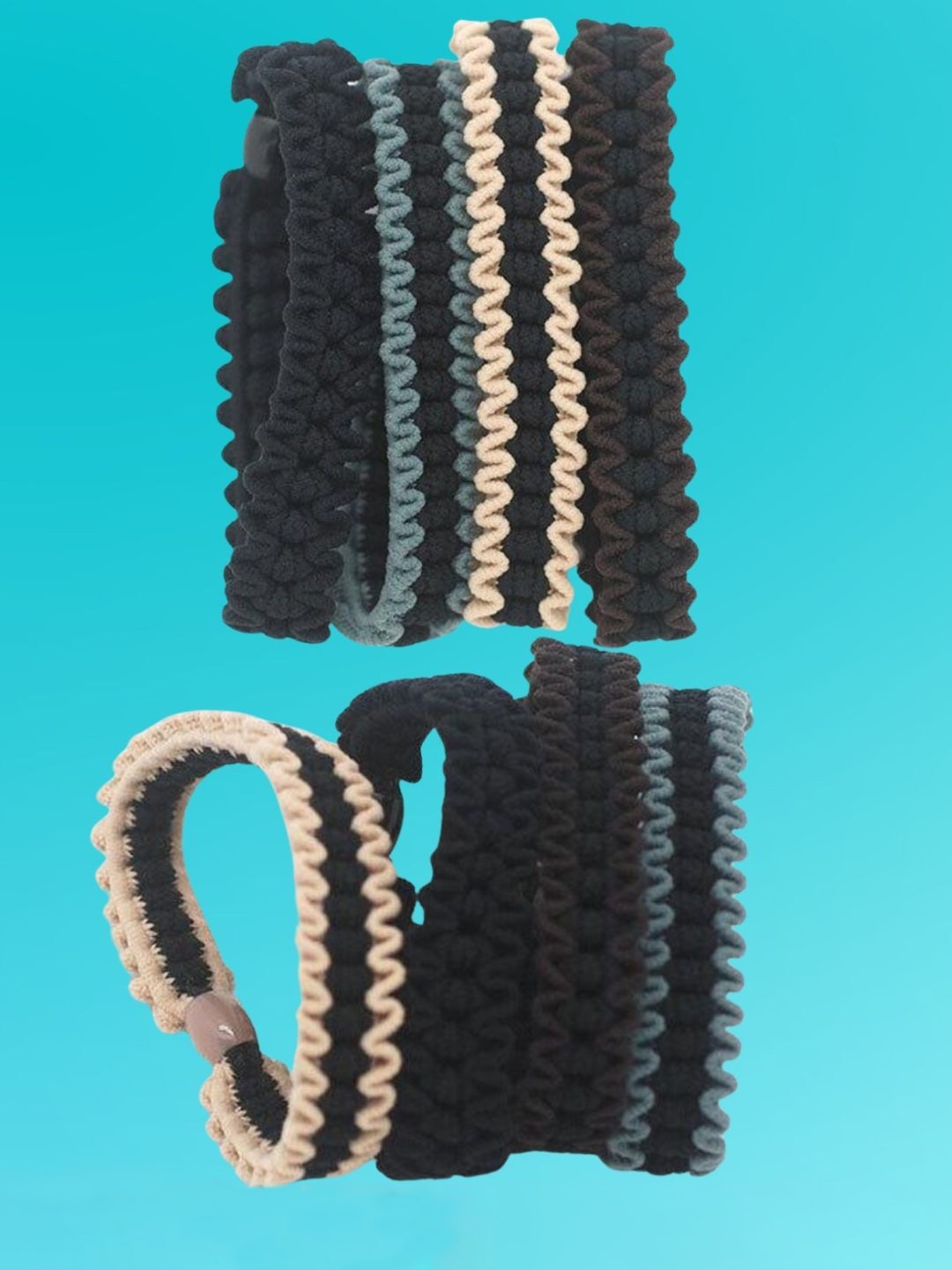 

basicare Set Of 8 Ponytail Holders, Black