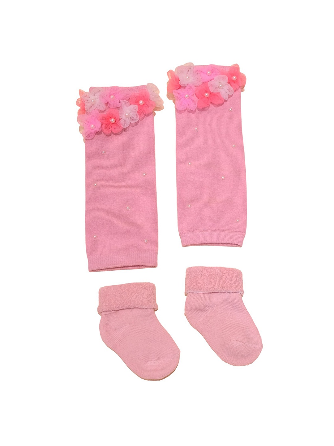 

TIPY TIPY TAP Girls Patterned Cotton Ankle-Length Socks With Legwarmer, Peach