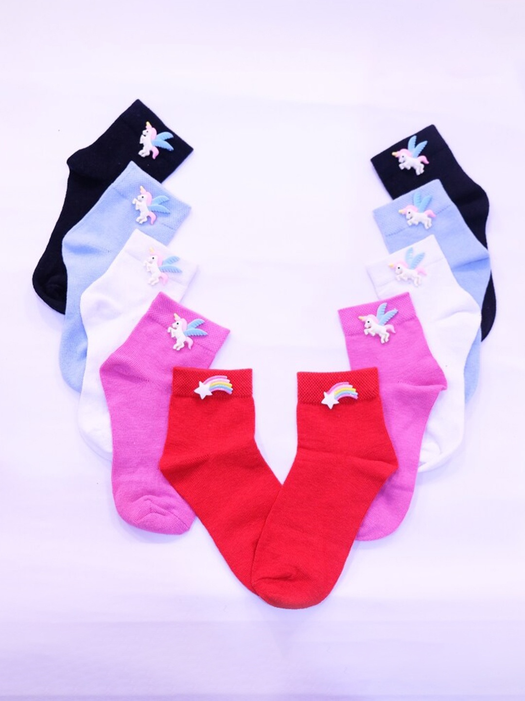 

TIPY TIPY TAP Kids Pack Of 5 Cotton Ankle Length Socks, Pink